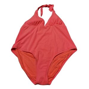 Women’s 3X Sol Borne Coral Halter Tie One-Piece Swimsuit